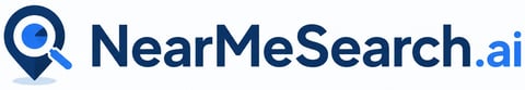 NearMeSearch.ai logo with magnifying glass and location pin icon